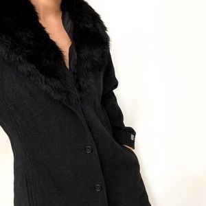 Wool Coat w/ Fur Collar